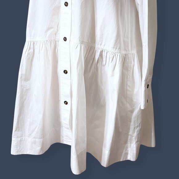 Ganni poplin cotton shirt dress ruffle Hem 36 4 Button Up Classic Office Casual - Picture 3 of 11